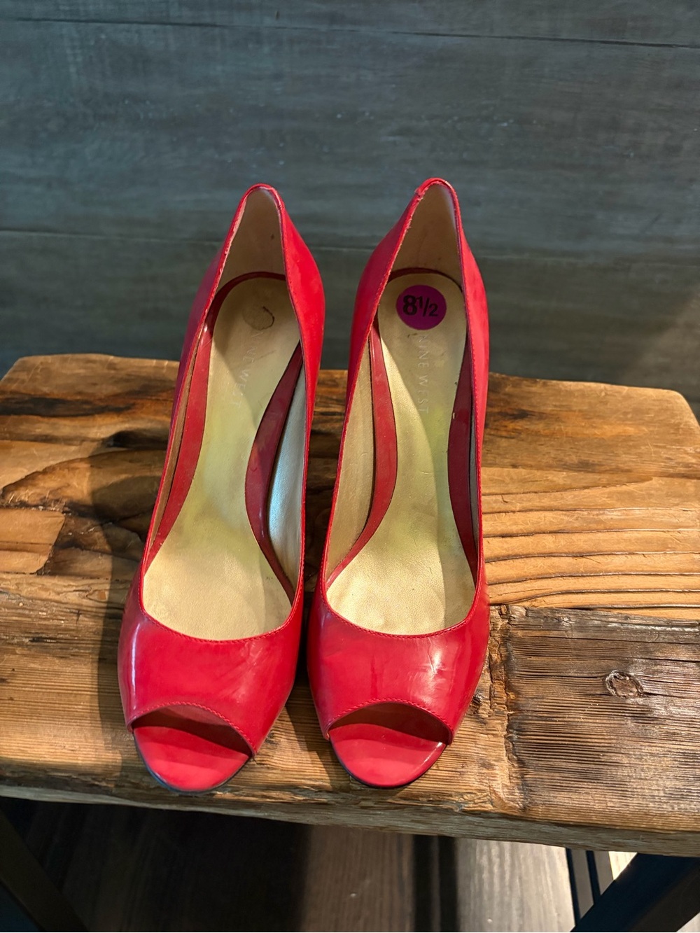 Red Peep-Toe High Heels - Unbranded